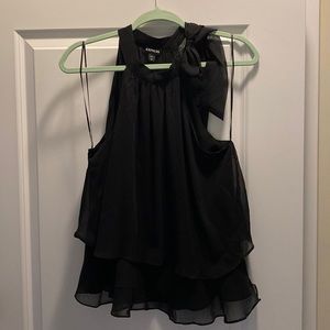 Express sleeveless black top, bow shoulder tie